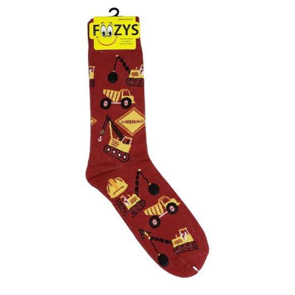 Construction Vehicles Bulldozer Wrecking Ball Crane 2 Pairs Foozys Socks Men's - Picture 3 of 3